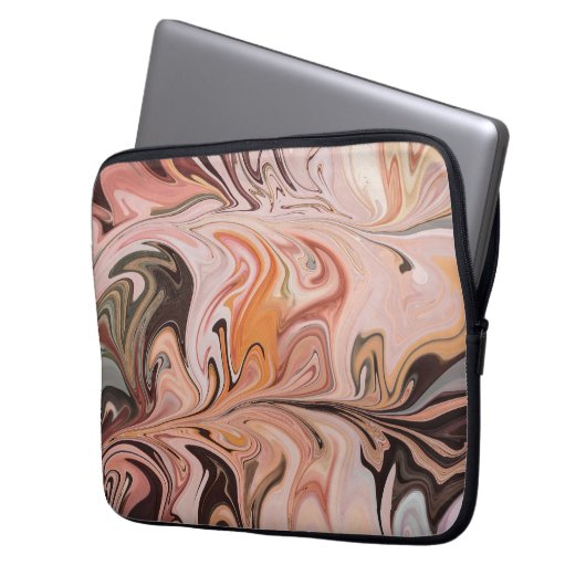 Marble Forms – Pink & Beige Soft Marble Laptopschutzhülle (Vorderseite Links)