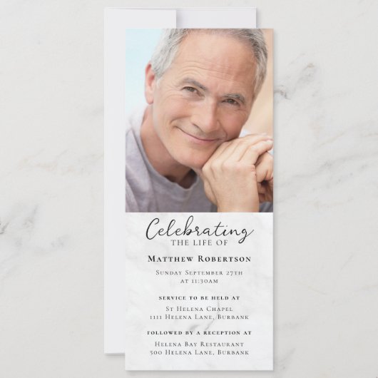 Marble Foto Beerdigung Digitale Einladung (Vorderseite)