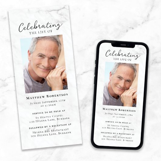Marble Foto Beerdigung Digitale Einladung
