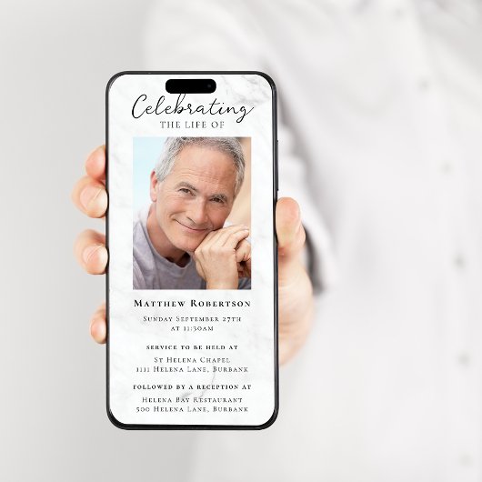 Marble Foto Beerdigung Digitale Einladung
