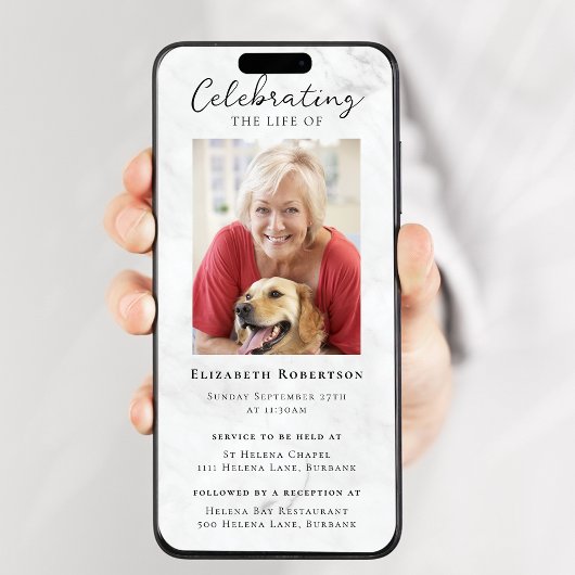 Marble Foto Beerdigung Digitale Einladung