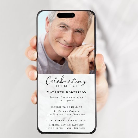 Marble Foto Beerdigung Digitale Einladung