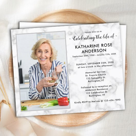 Marble Foto Celebration of Life Einladung
