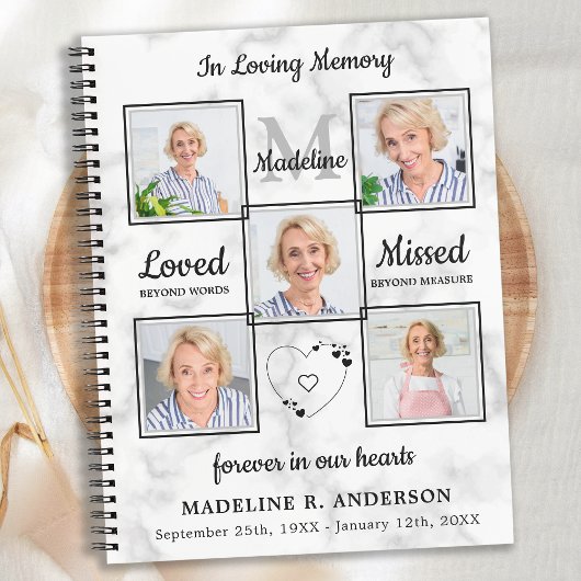 Marble Foto Collage Budget Funeral GuestBook Notizblock