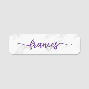 Marble für lila handgeschriebene Script-Imitate Namensschild