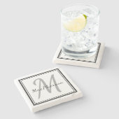 Marble für Personalisierten Monogramm Steinuntersetzer (Seitenansicht)