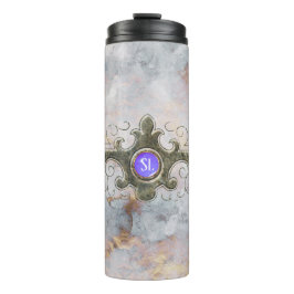 Marble Gemstone Monogram Thermosbecher