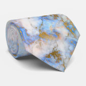 MARBLE GEMUSTERT BLAUE GOLD SWIRL KRAWATTE (Gerollt)