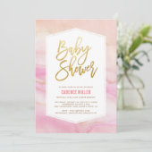 Marble Girl Dusche Wasserfarbe Einladung (Stehend Vorderseite)