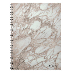 Marble Glam Rose Pink Gold Silber Designer-Stil Notizblock