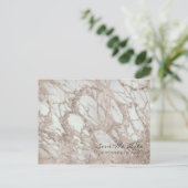 Marble Glam Rose Rosa Gold Silber Save the Date Ankündigungspostkarte (Stehend Vorderseite)