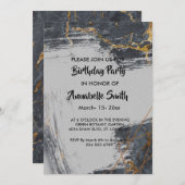 Marble Glitzer Geometric Geburtstag Einladung (Vorne/Hinten)