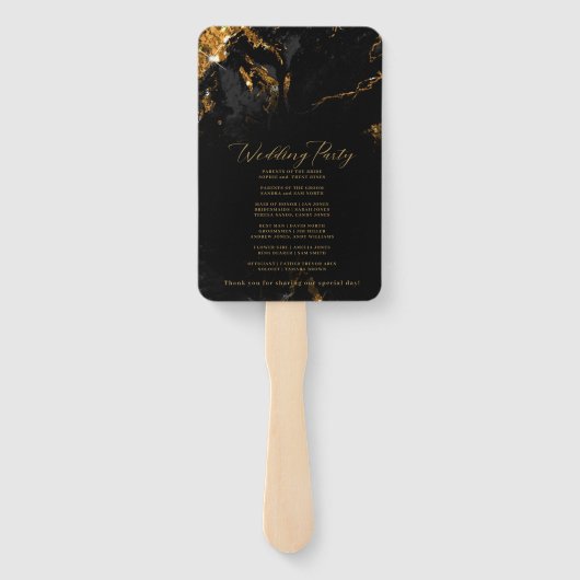 Marble Glitzer Wedding Program Black Gold ID644 Fächer (Rückseite)