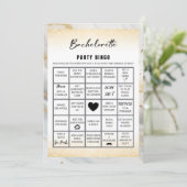 Marble Gold Bachelorette Bingo Party Game Einladung (Stehend Vorderseite)