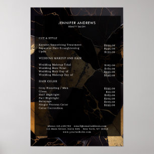 Marble Gold Black Salon Preisliste Poster