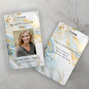 Marble Gold Blue Employee Foto ID Abzeichen Ausweis