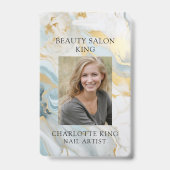 Marble Gold Blue Employee Foto ID Abzeichen Ausweis (Vorderseite)