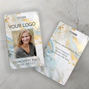 Marble Gold Blue Employee Logo Foto ID Abzeichen Ausweis