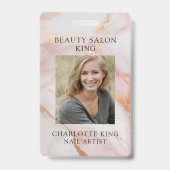 Marble Gold Blush Pink Mitarbeiter Foto ID Abzeich Ausweis (Front)