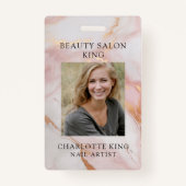 Marble Gold Blush Pink Mitarbeiter Foto ID Abzeich Ausweis (Vorderseite)