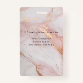 Marble Gold Blush Pink Mitarbeiter Foto ID Abzeich Ausweis (Rückseite)