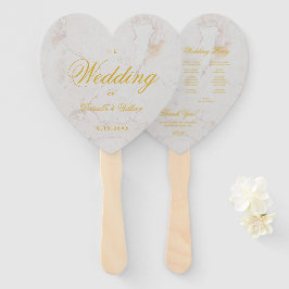 Marble Gold Calligraphy Heart Wedding Program Fächer