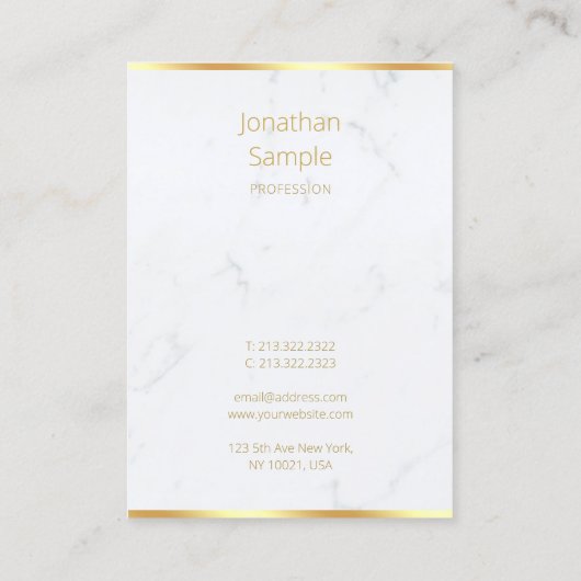 Marble Gold Calligraphy Script Elegante Vorlage Visitenkarte (Rückseite)