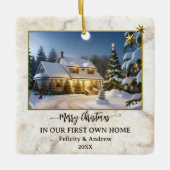 Marble Gold First Zuhause Foto Keramikornament (Vorderseite)