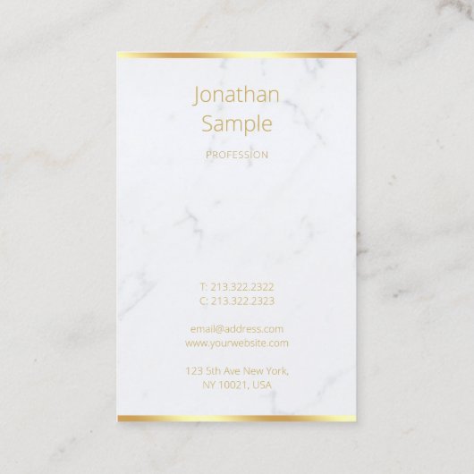 Marble Gold Handgeschriebenes Skript Elegante Klas Visitenkarte (Rückseite)