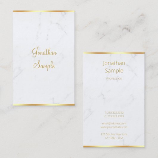 Marble Gold Handgeschriebenes Skript Elegante Klas Visitenkarte (Vorne/Hinten)