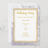 MARBLE GOLD LILAC SPOT GEBURTSTAG EINLADUNG (Vorderseite)