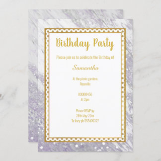 MARBLE GOLD LILAC SPOT GEBURTSTAG EINLADUNG