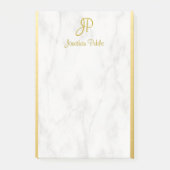 Marble Gold Mit Monogramm Post-it Klebezettel (Vorderseite)