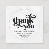 Marble Gold Personalisierte Bestellung Vielen Dank Quadratische Visitenkarte (Vorderseite)