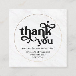 Marble Gold Personalisierte Bestellung Vielen Dank Quadratische Visitenkarte