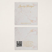 Marble Gold Script QR Code Earring Display Card (Vorne & Hinten)