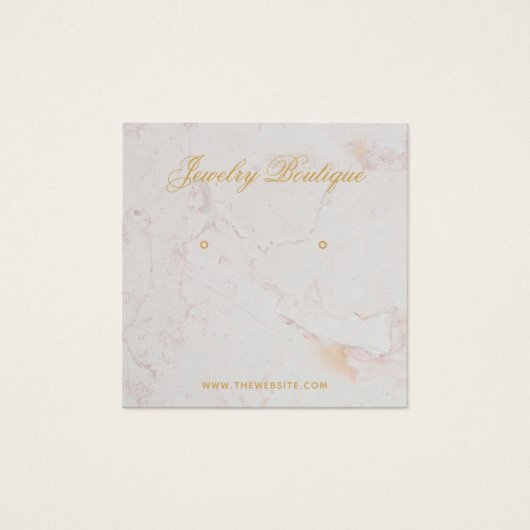 Marble Gold Script QR Code Earring Display Card (Vorderseite)