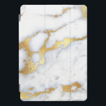 Marble Gold Stone Carrara Gray Abstrakt Elegante iPad Pro Cover<br><div class="desc">Blumendesign</div>