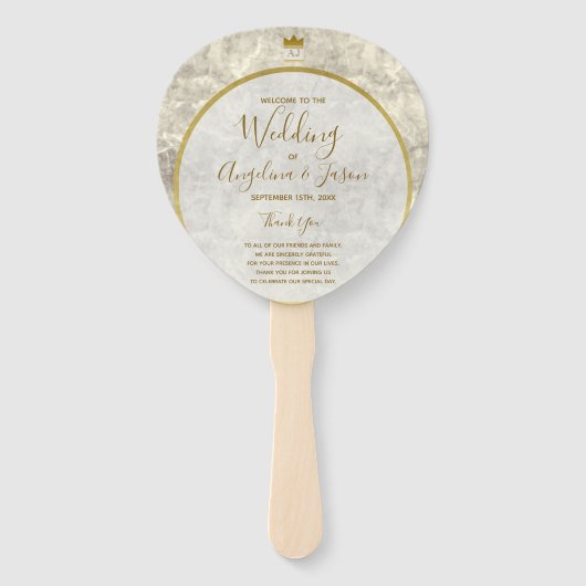Marble Gold Wedding Program Fächer (Vorderseite)