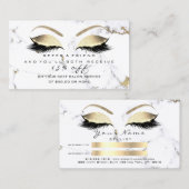 Marble Gold White Lashes Empfehlungskarte (Vorne/Hinten)