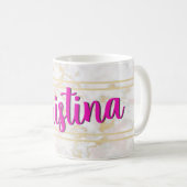 Marble Gold White Pink personalisierte Umarmung Kaffeetasse (VorderseiteRechts)