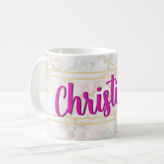 Marble Gold White Pink personalisierte Umarmung Kaffeetasse