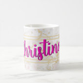 Marble Gold White Pink personalisierte Umarmung Kaffeetasse (Mittel)