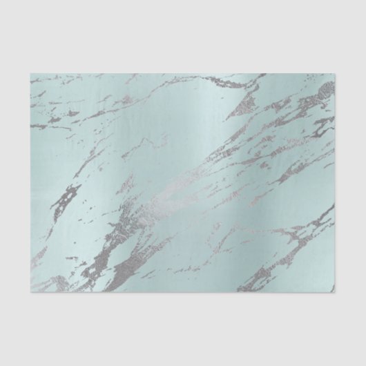 Marble Gray Aqua Blue Metallic Silver Seidenpapier (Vorderseite)