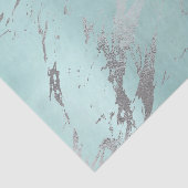 Marble Gray Aqua Blue Metallic Silver Seidenpapier (Ausschnitt)