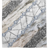 Marble Gray Gold White Duschvorhang (Vorderseite)