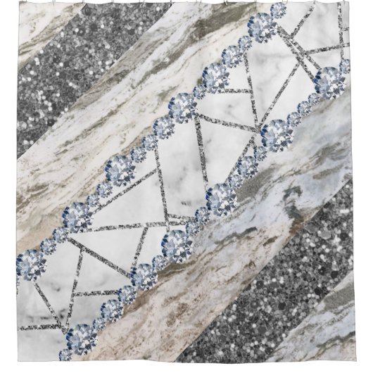 Marble Gray Gold White Duschvorhang (Vorderseite)