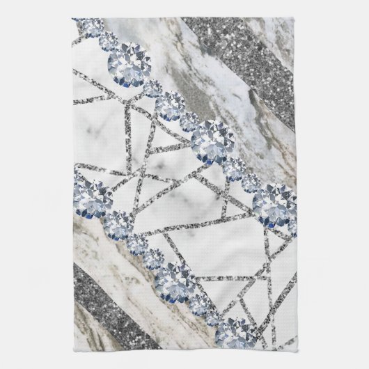 Marble Gray Gold White Geschirrtuch (Vertikal)