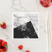 Marble Gray Silver Abstrakt Geometric Schwarz-weiß Serviette (Beispiel)