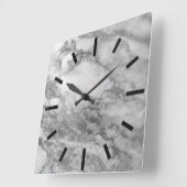 Marble Gray Silver Graphite Carrara Minimal Black Quadratische Wanduhr (Winkel)